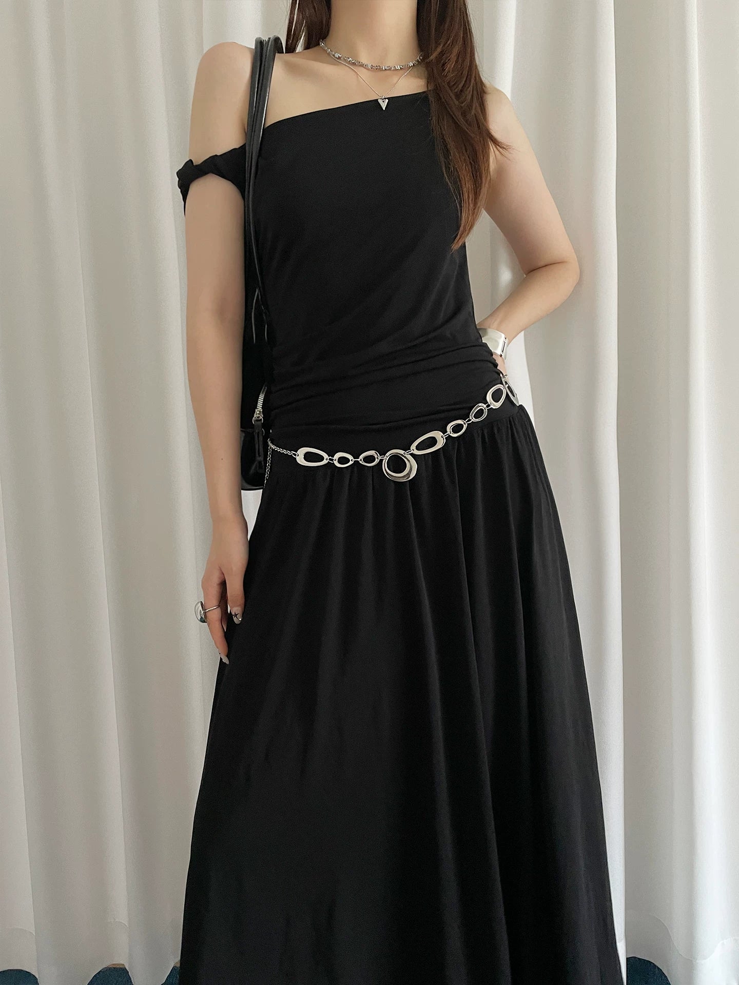Silver metal belt women's niche high-end sense with skirt jeans chain accessories design sense versatile waist chain tide