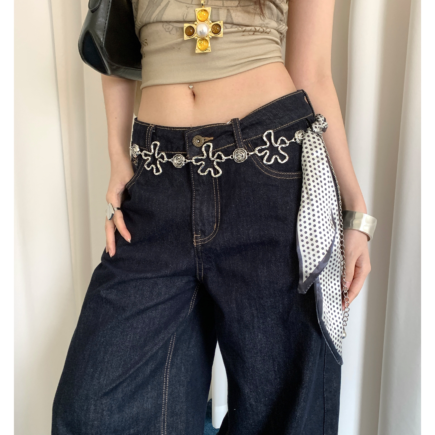 Bohemian Metal Flower Waist Chain Women's Niche with Skirt Jeans Chain Belt Design Belt Accessories