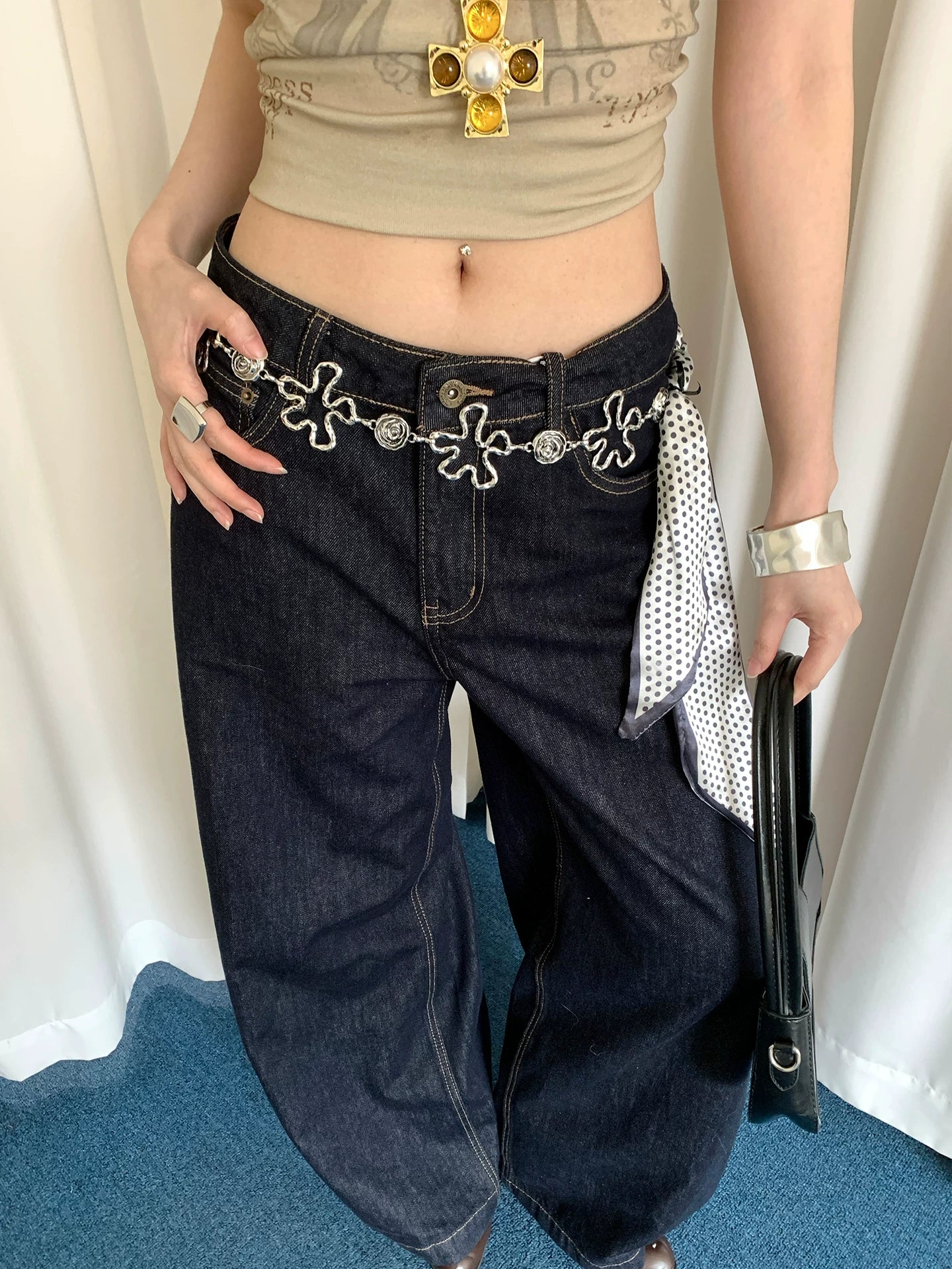 Bohemian Metal Flower Waist Chain Women's Niche with Skirt Jeans Chain Belt Design Belt Accessories