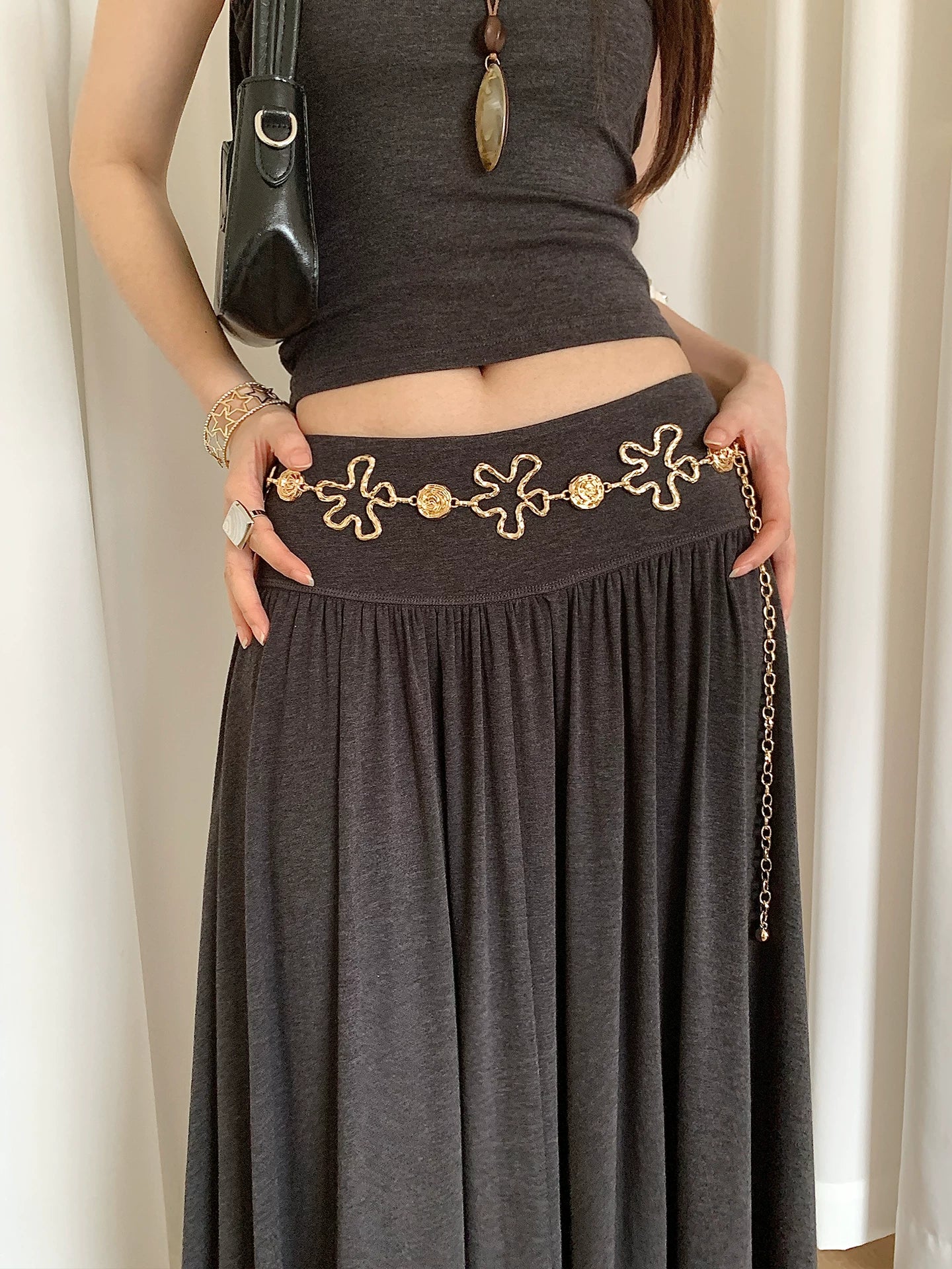 Bohemian Metal Flower Waist Chain Women's Niche with Skirt Jeans Chain Belt Design Belt Accessories