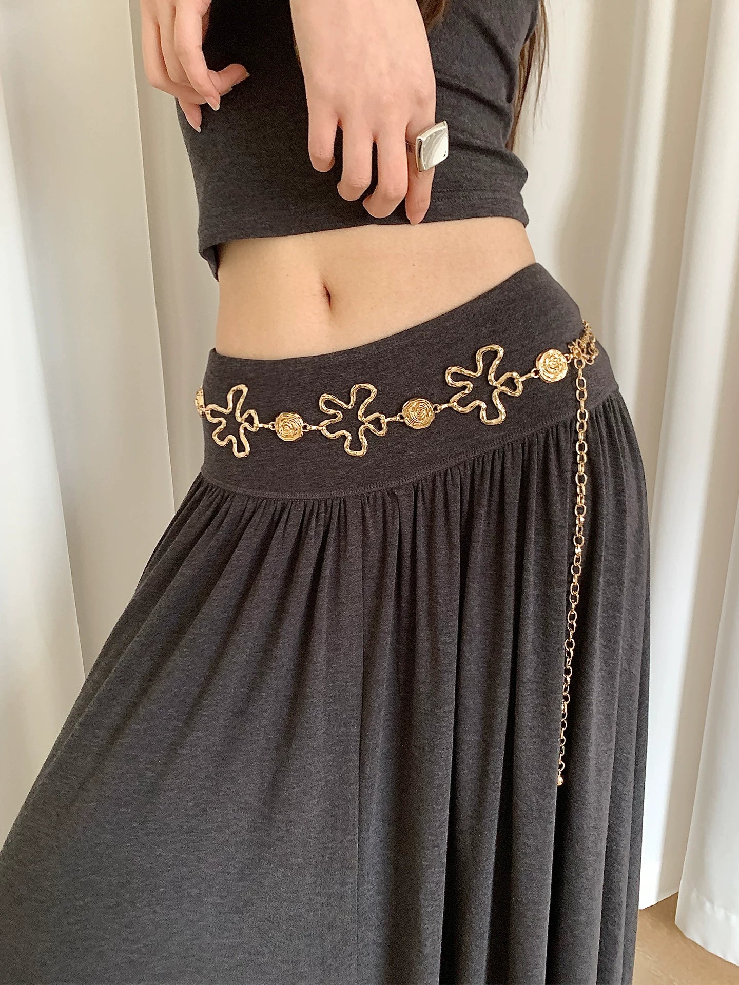 Bohemian Metal Flower Waist Chain Women's Niche with Skirt Jeans Chain Belt Design Belt Accessories