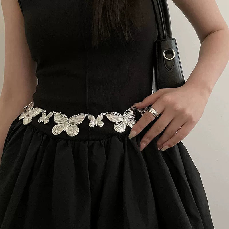 Bohemian Metal Butterfly Ethnic Style Vintage Waist Chain Women's Accessories Dress Sub Premium Y2k Fine Belt