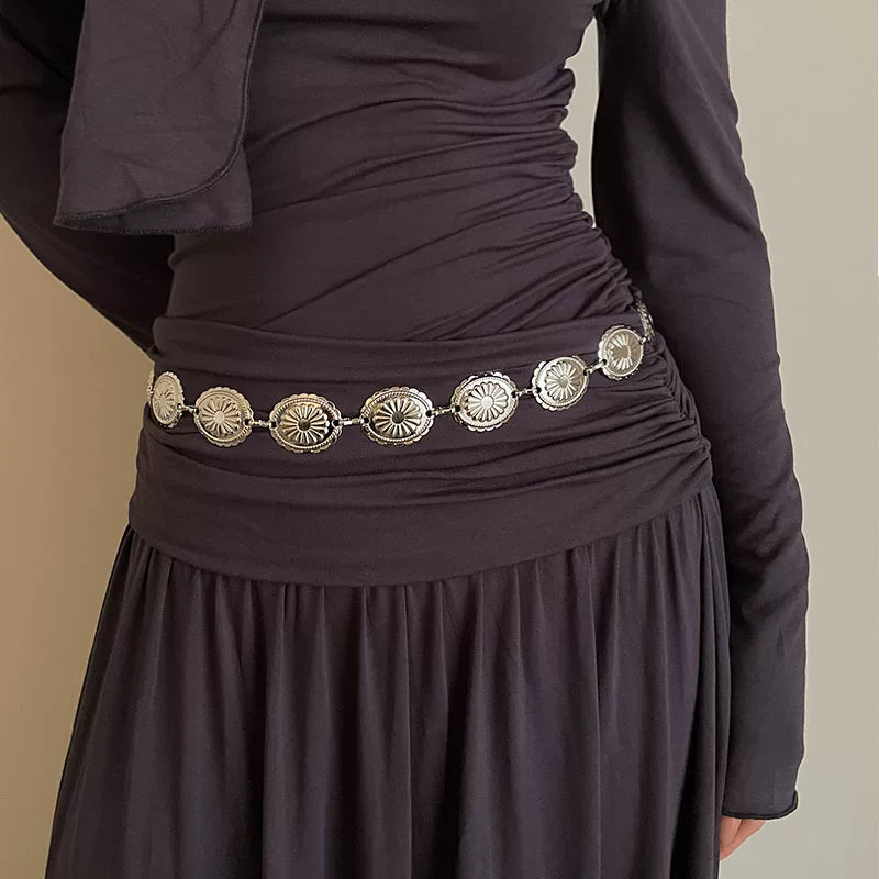 Retro ethnic style waist chain women's new bohemian with skirt pants high sense fashion versatile metal belt