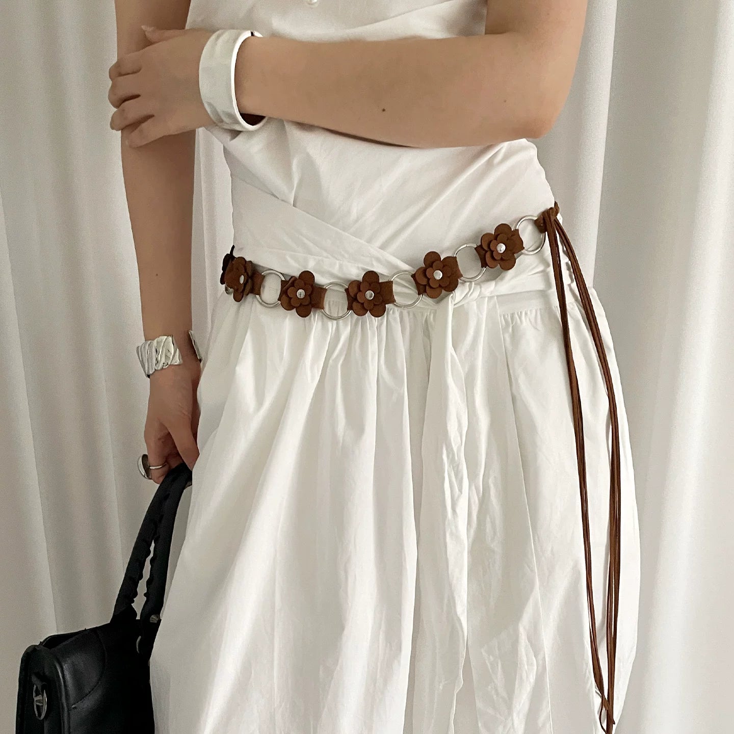 Bohemian ethnic style flower belt women with dress jeans waist rope high-end waist chain accessories