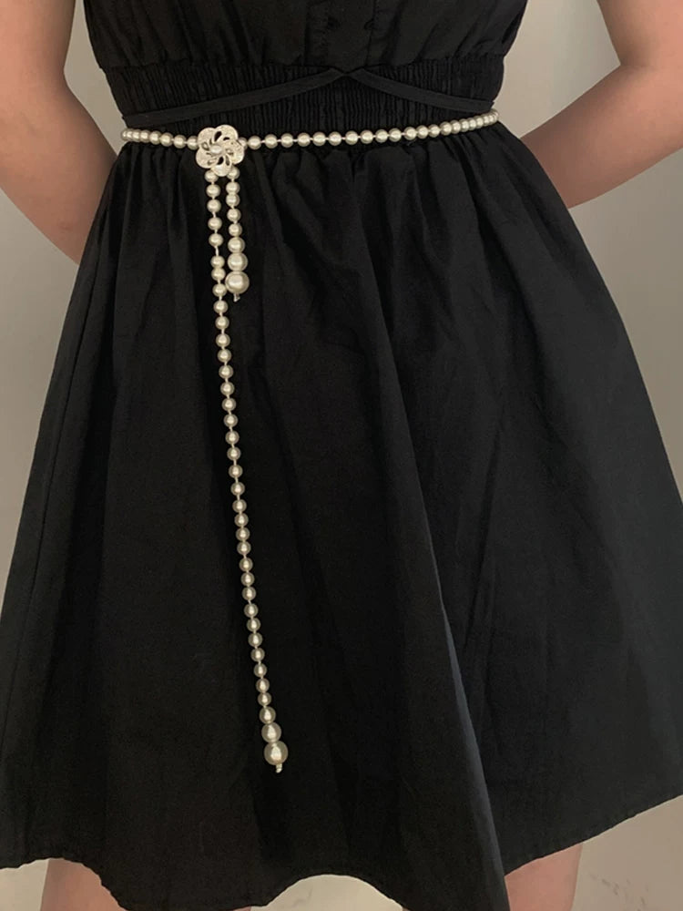 Pearl new waist chain women's shirt versatile decorative dress thin belt ins belt Hanfu waist accessories summer