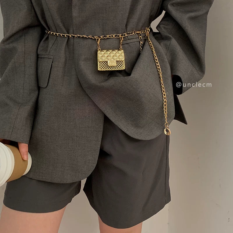 Xiaochane waist chain women's crossbody metal chain waist bag decorative belt dress suit strap accessory summer