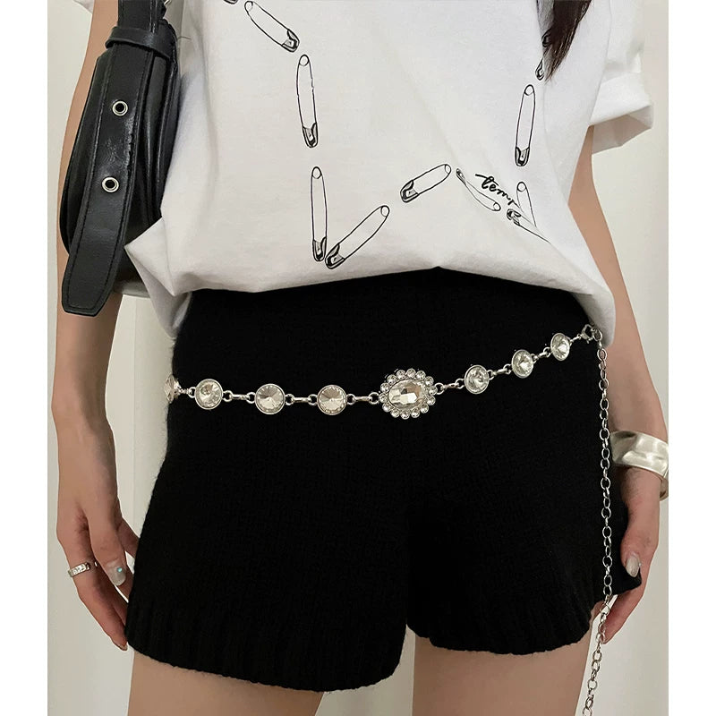 Bohemian rhinestone inlaid waist chain women's 2026 new with dress high-end design sense niche belt tide