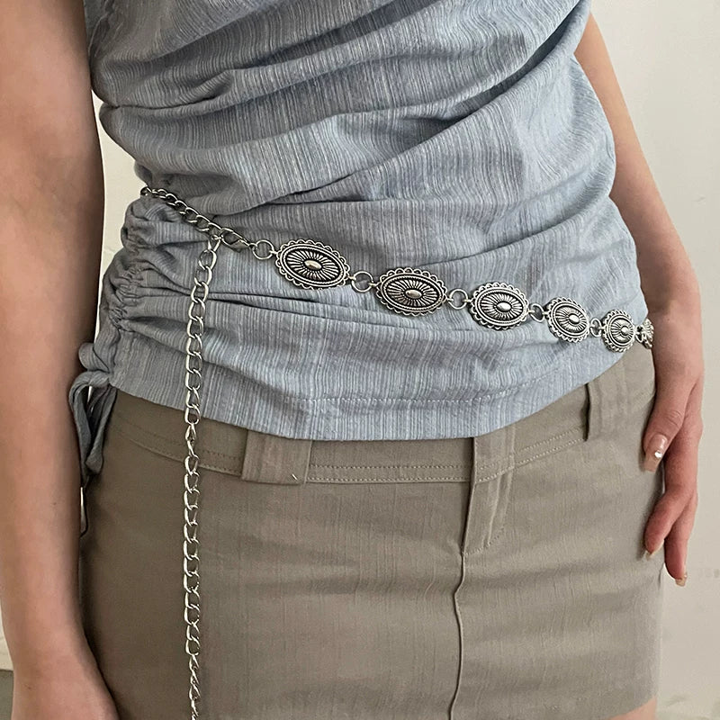 American retro belt belt 2026 new versatile jeans accessories high-end sense niche design sense waist chain tide