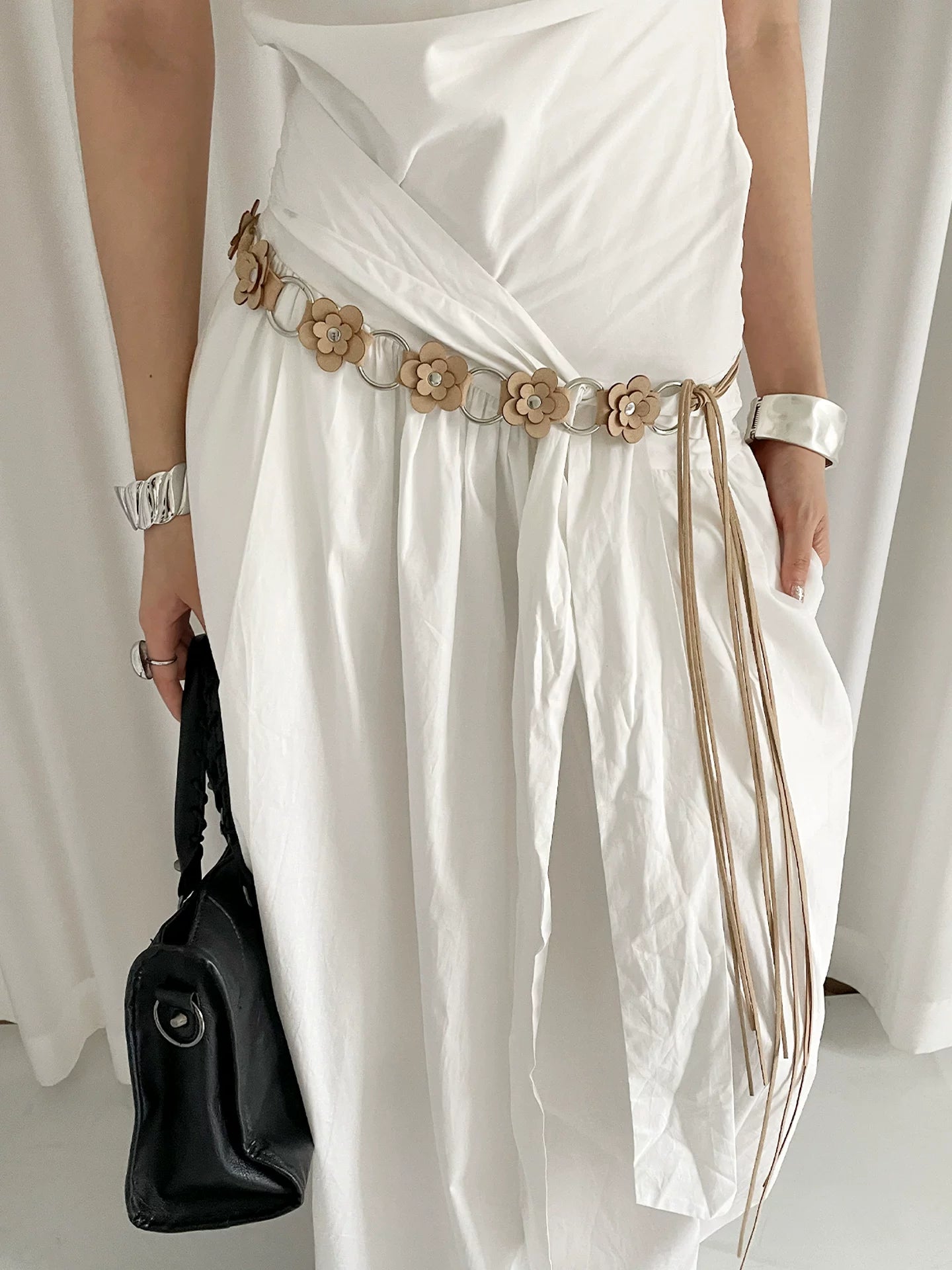 Bohemian ethnic style flower belt women with dress jeans waist rope high-end waist chain accessories