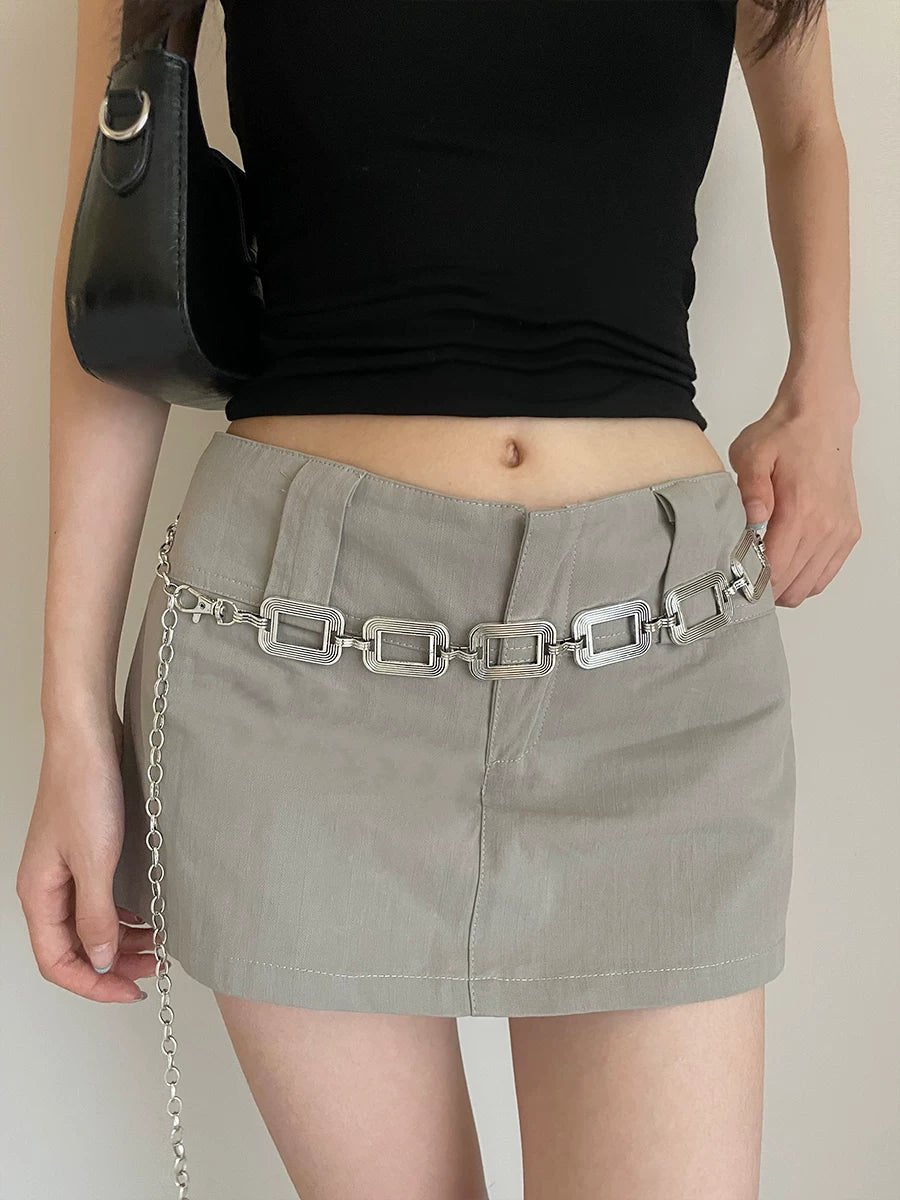 Bohemian rectangular metal waist chain women's dress 2026 new high-end design versatile belt