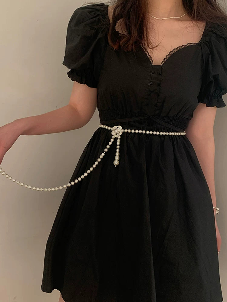 Pearl new waist chain women's shirt versatile decorative dress thin belt ins belt Hanfu waist accessories summer