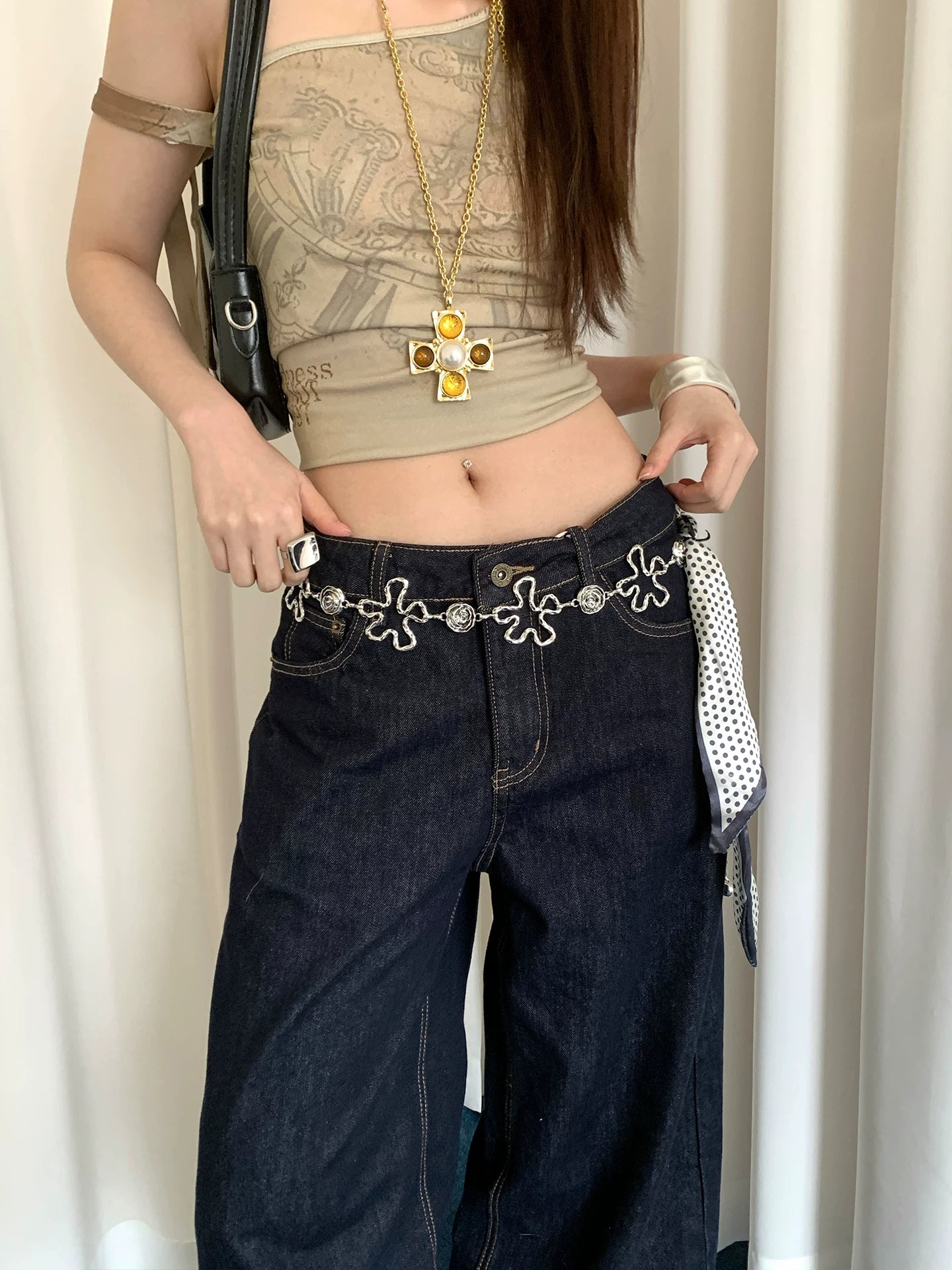 Bohemian Metal Flower Waist Chain Women's Niche with Skirt Jeans Chain Belt Design Belt Accessories