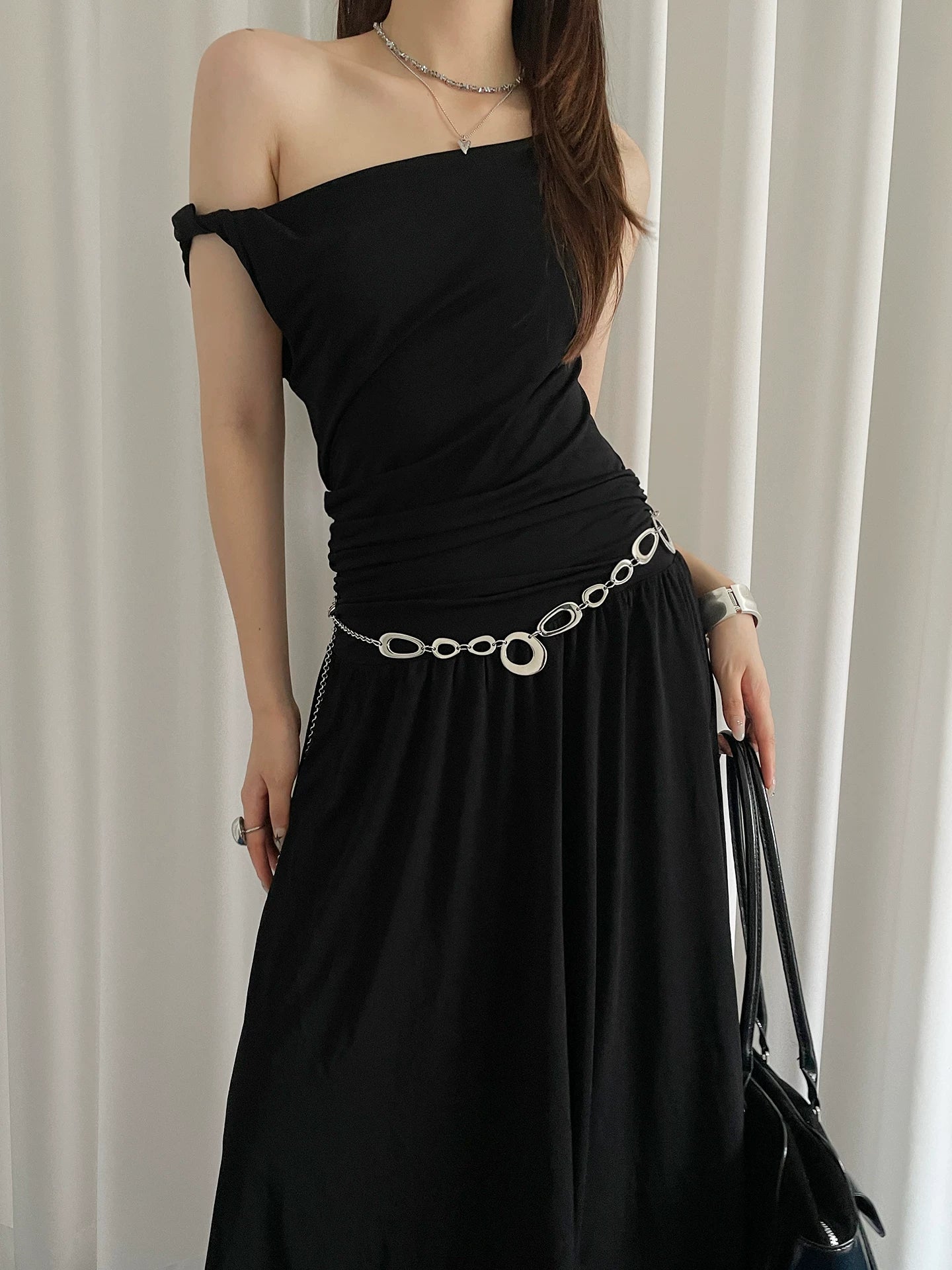 Silver metal belt women's niche high-end sense with skirt jeans chain accessories design sense versatile waist chain tide