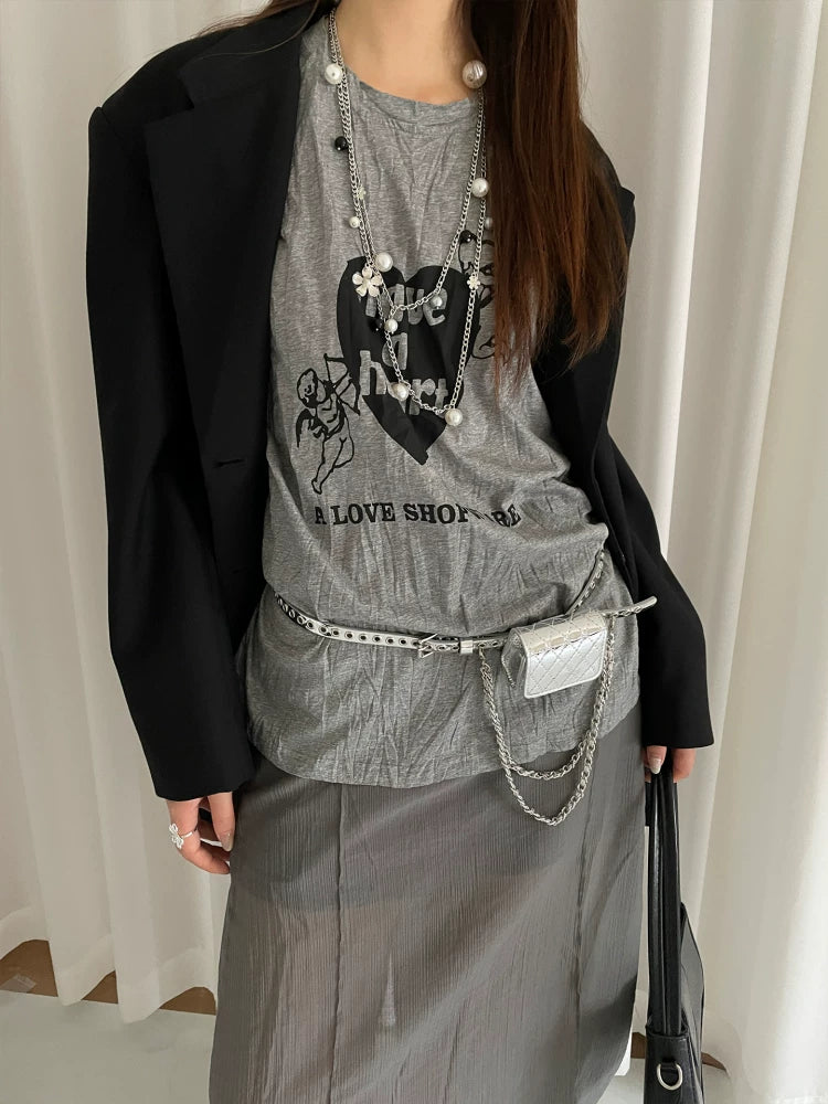 Korean style high-end no-drill belt chain waist bag accessory design jeans belt belt women's decorative hanging bag