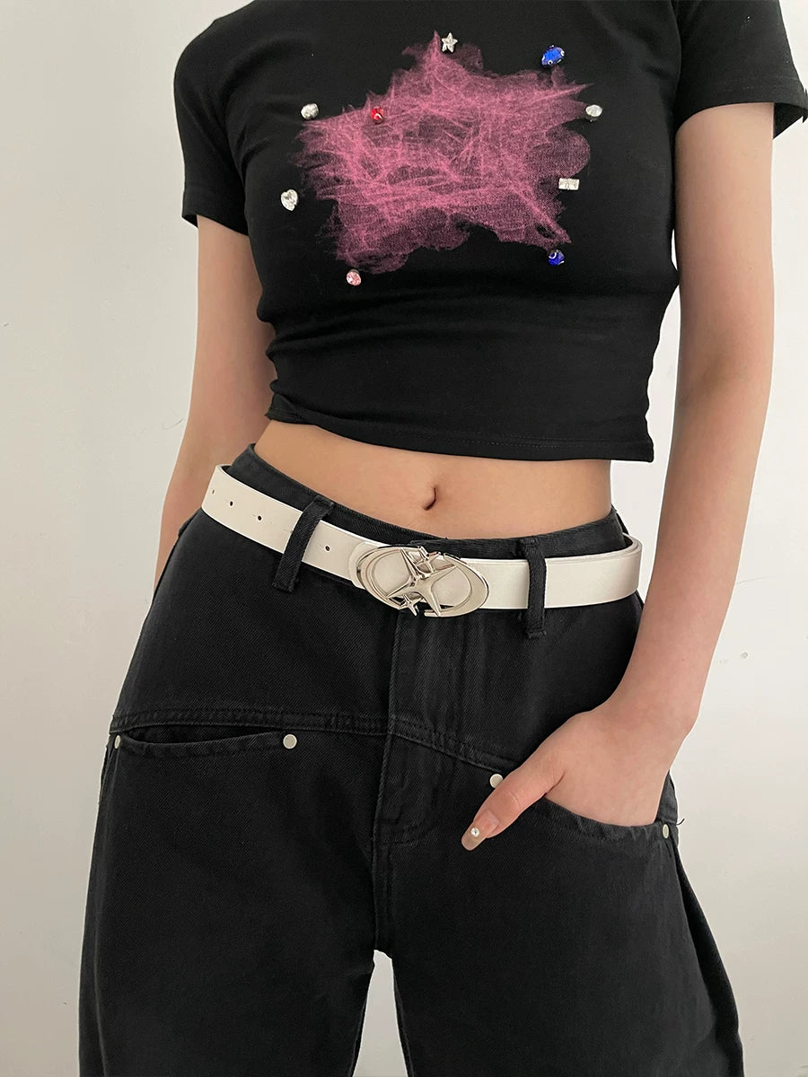 Dopamine belt women's 2026 new summer y2k millennial babes pink belt versatile Korean version simple ins tide