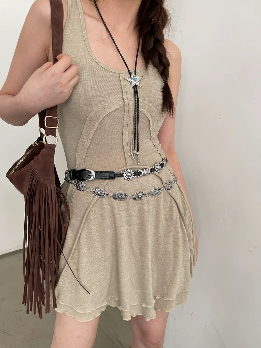 American retro belt belt 2026 new versatile jeans accessories high-end sense niche design sense waist chain tide