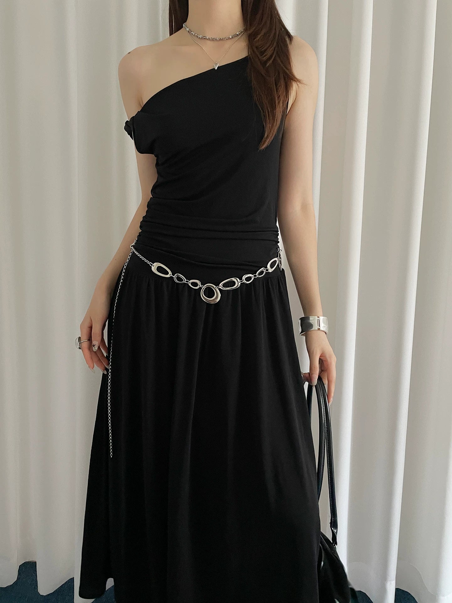 Silver metal belt women's niche high-end sense with skirt jeans chain accessories design sense versatile waist chain tide