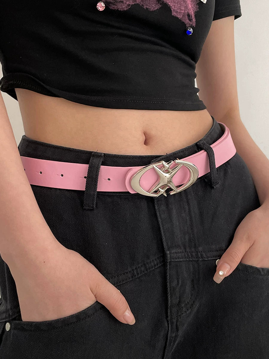 Dopamine belt women's 2026 new summer y2k millennial babes pink belt versatile Korean version simple ins tide