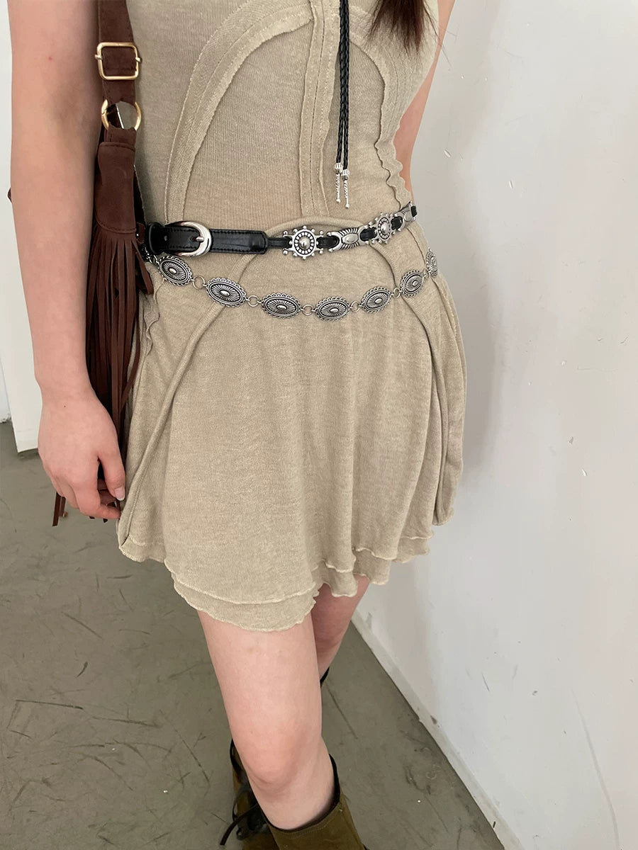 American retro belt belt 2026 new versatile jeans accessories high-end sense niche design sense waist chain tide