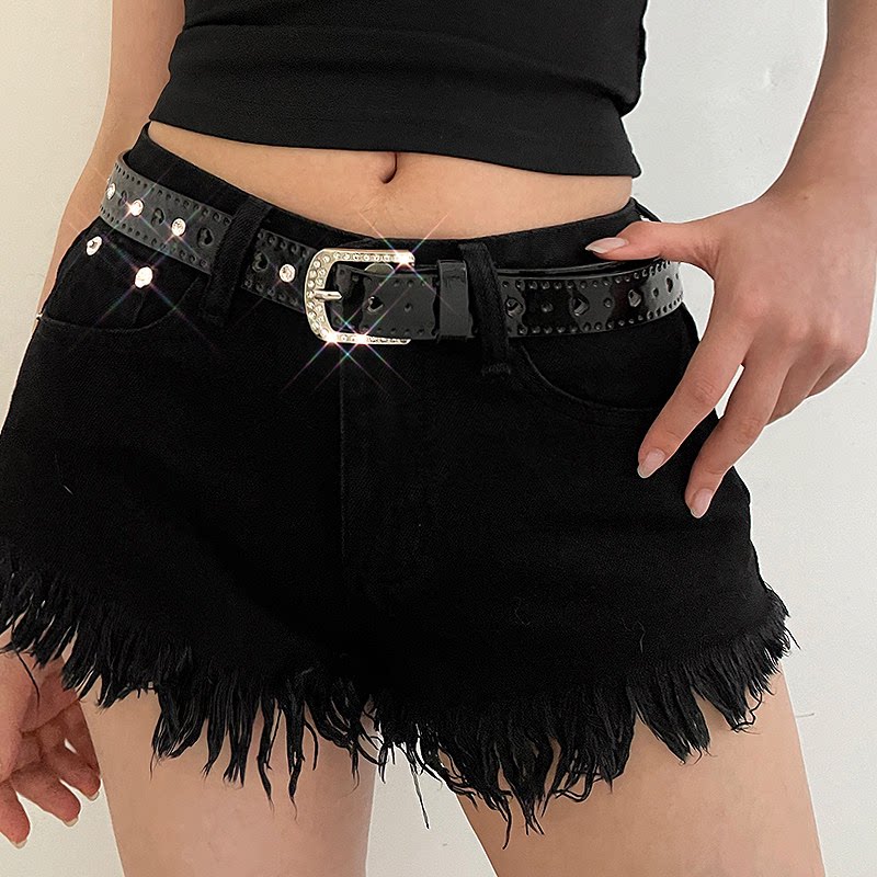 Blue millennial style y2k thin belt women's niche Spice Girl style with jeans belt, no punching punk style belt