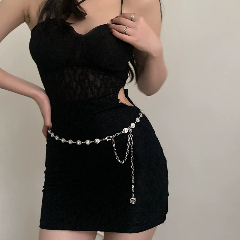 Metal waist chain women's high-end summer dress trendy ins style decorative suit thin belt fashion chain