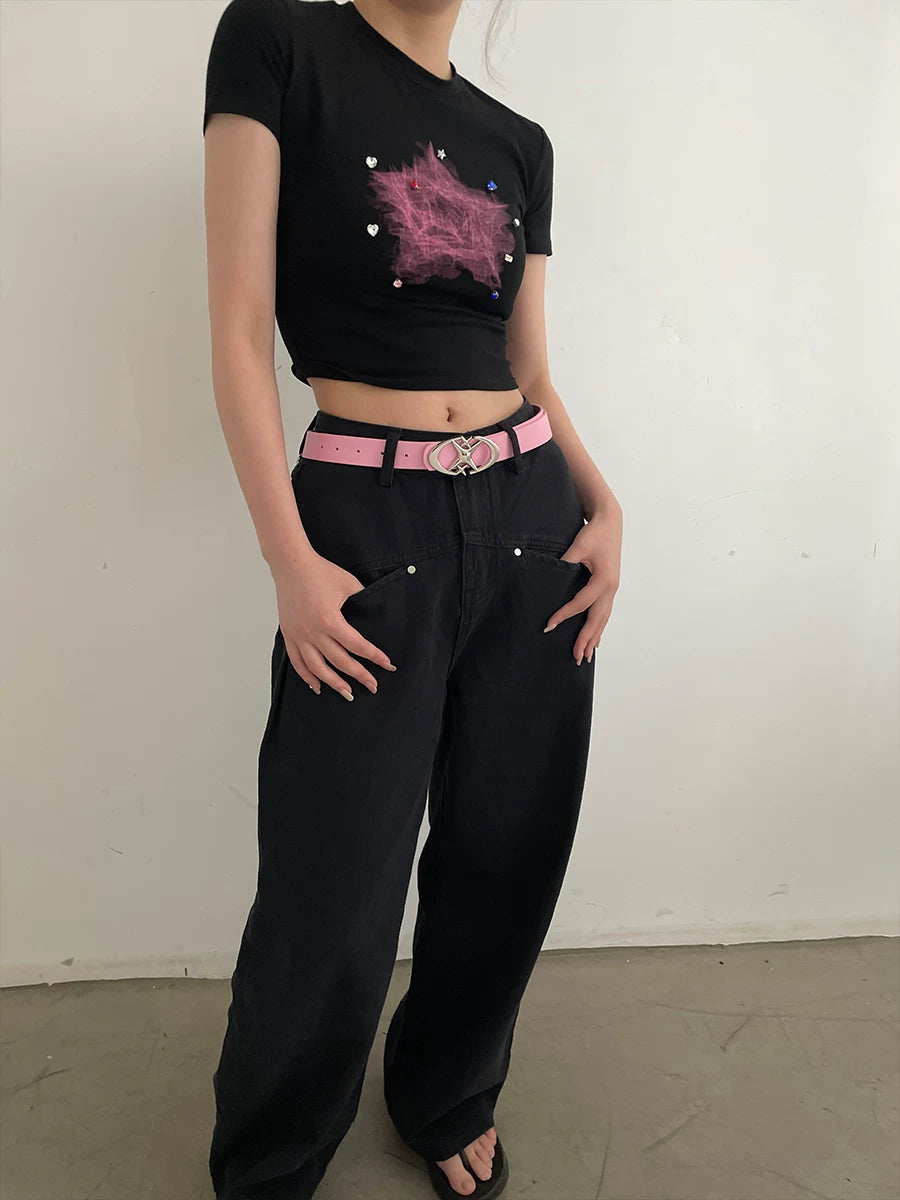 Dopamine belt women's 2026 new summer y2k millennial babes pink belt versatile Korean version simple ins tide