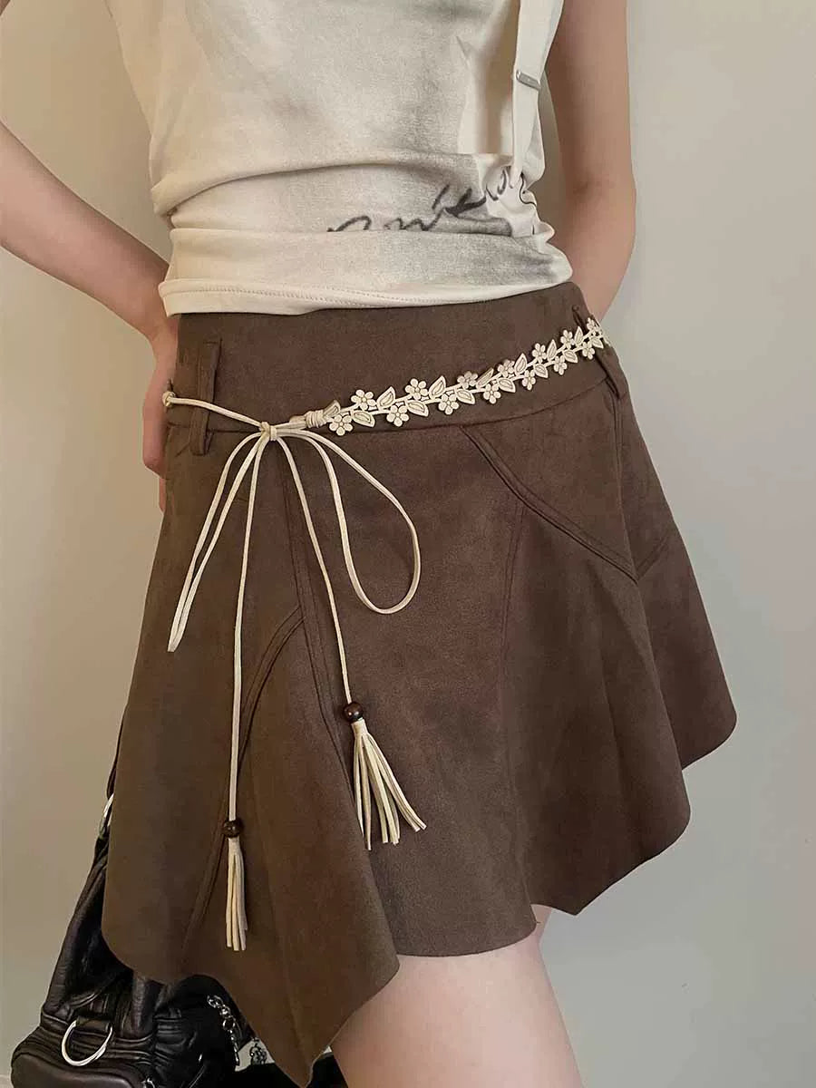 Bohemian retro ethnic style waist chain women's Korean version new with skirt high-end belt accessories white waist rope