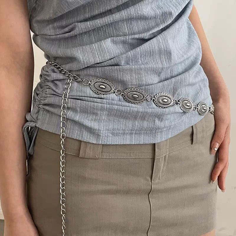 Bohemian Metal Butterfly Ethnic Style Vintage Waist Chain Women's Accessories Dress Sub Premium Y2k Fine Belt
