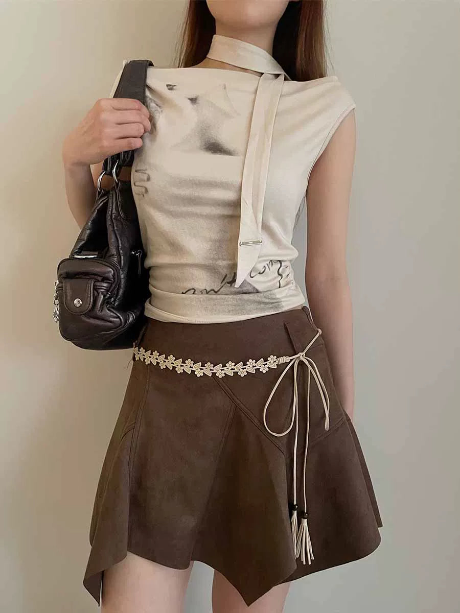 Bohemian retro ethnic style waist chain women's Korean version new with skirt high-end belt accessories white waist rope