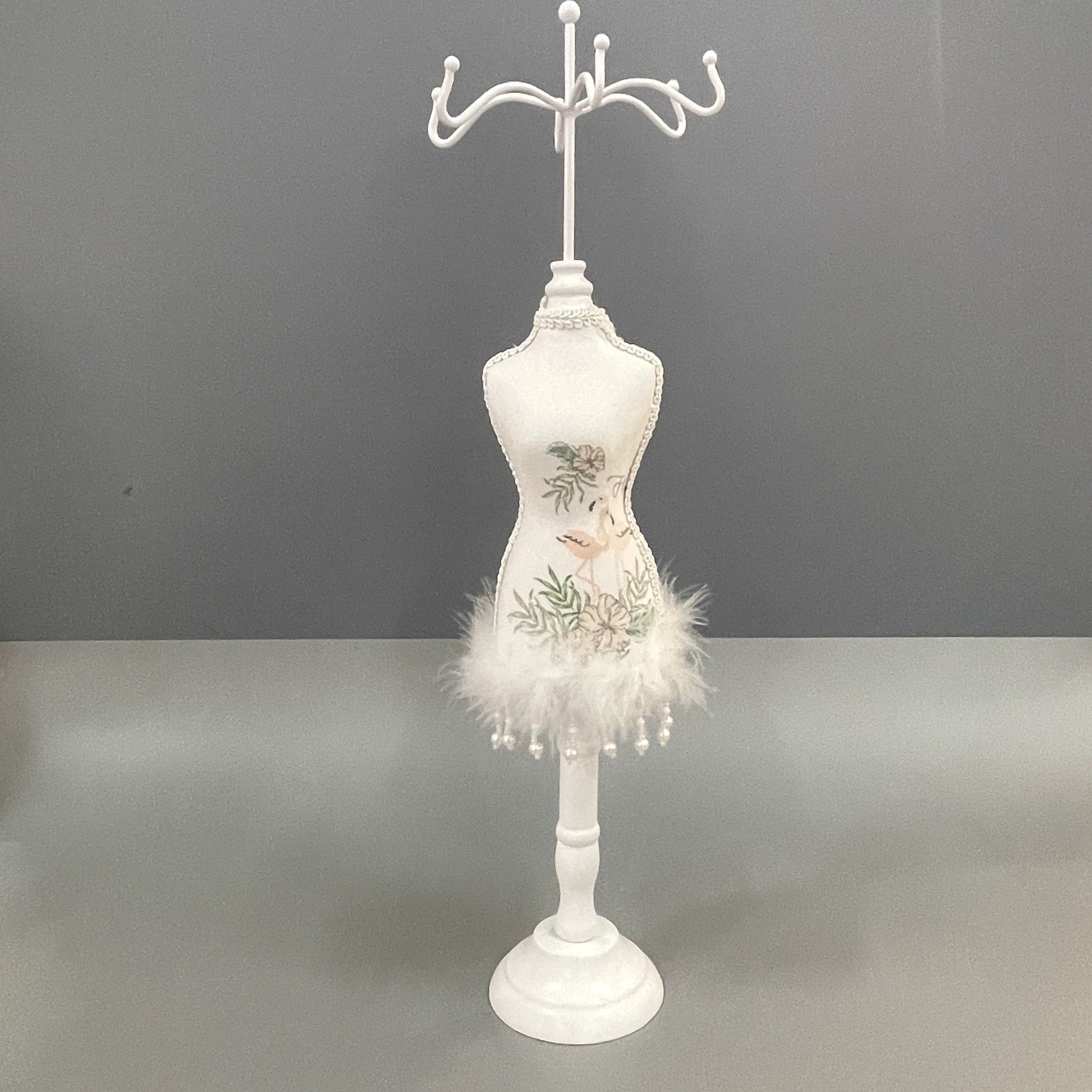 Floral White Dress Jewelry Stand