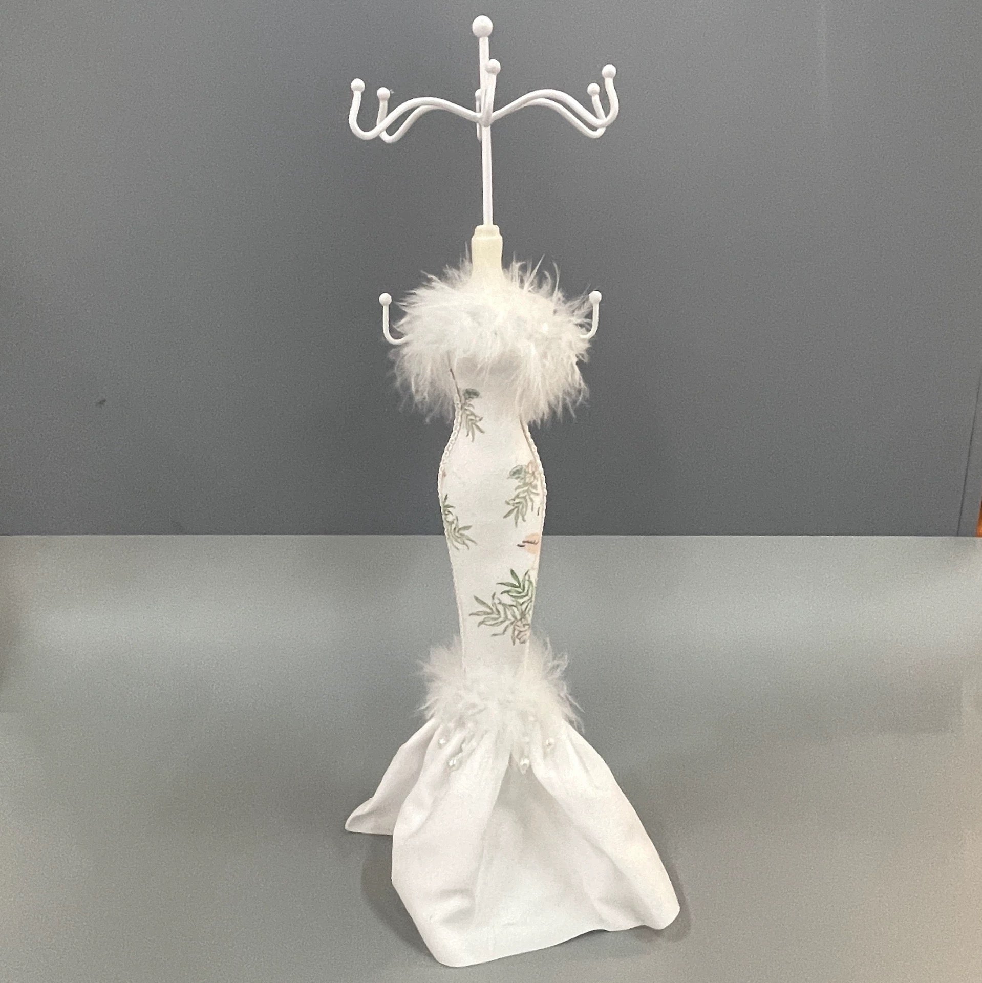 Floral White Mannequin Jewelry Stand