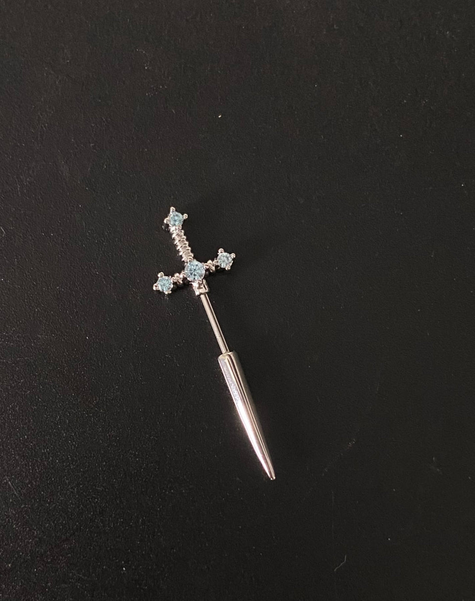 Crystal sword vertical helix earrings