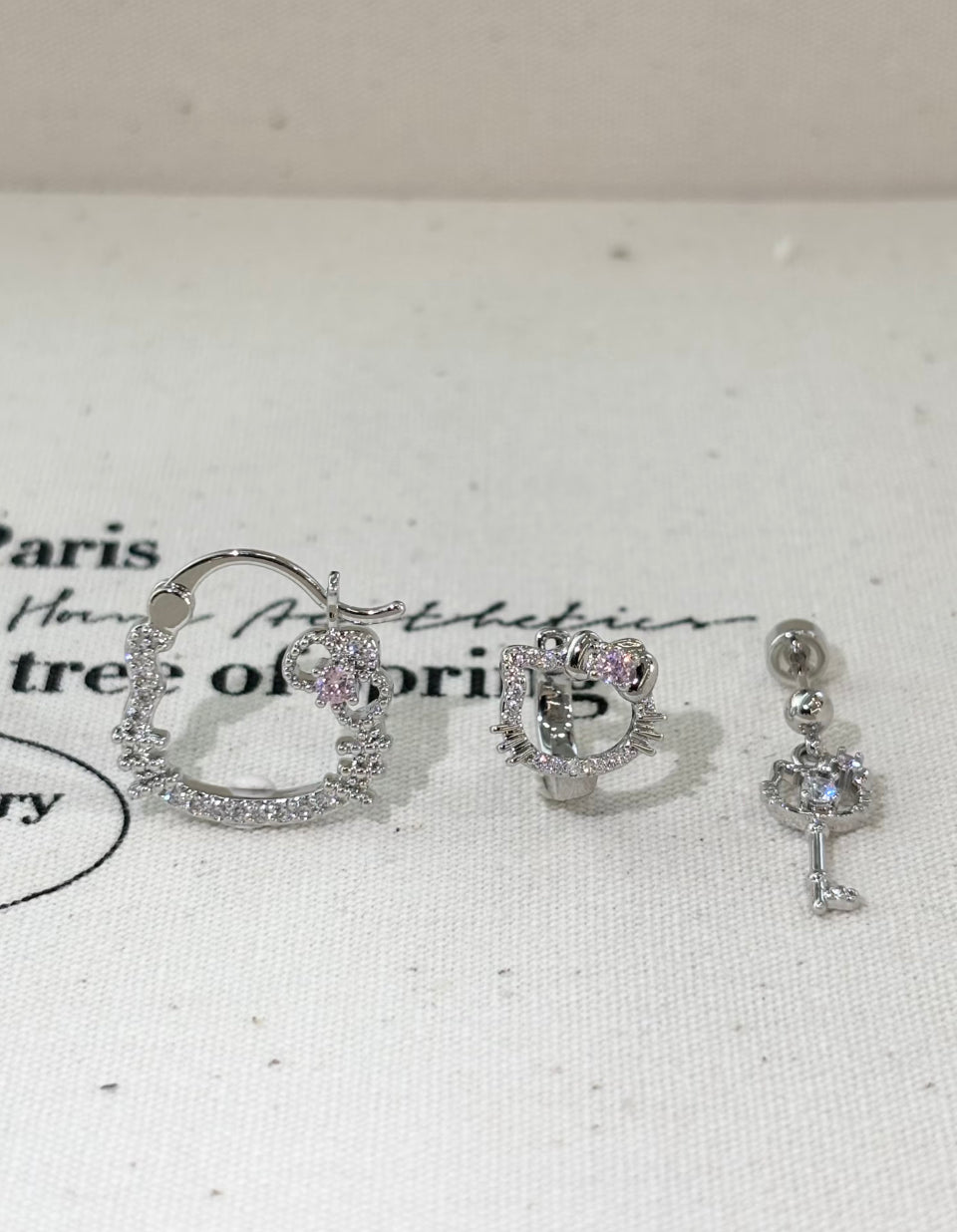 H Kitty Charm Key Earrings