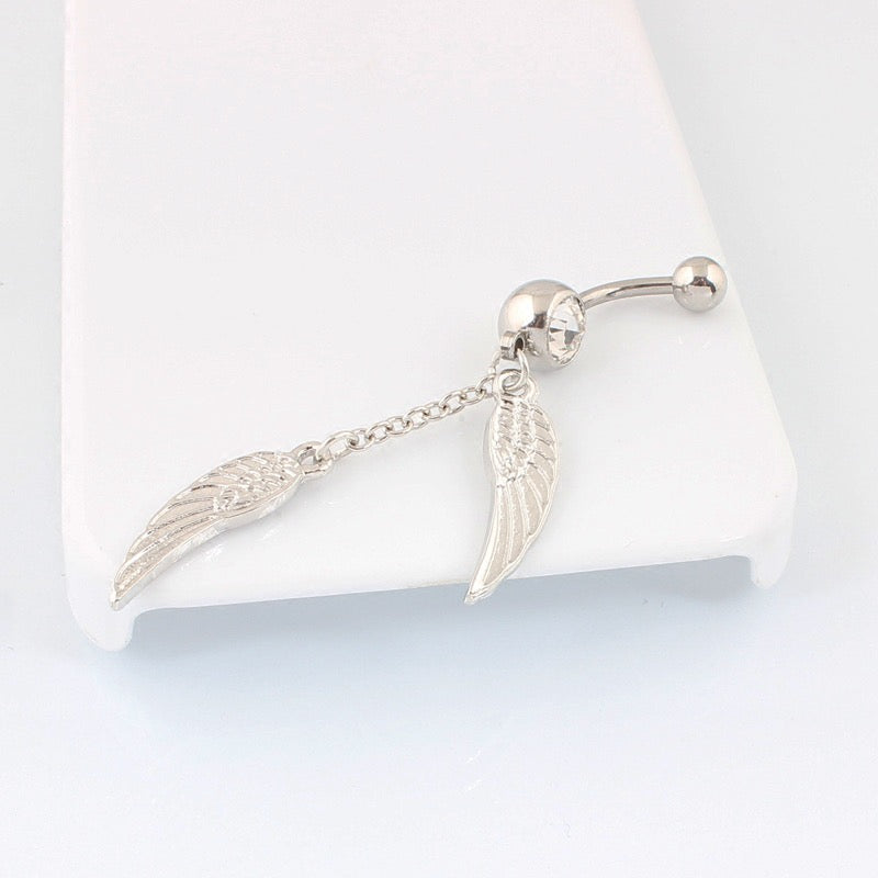 Silver Double Wings Belly Jewelry