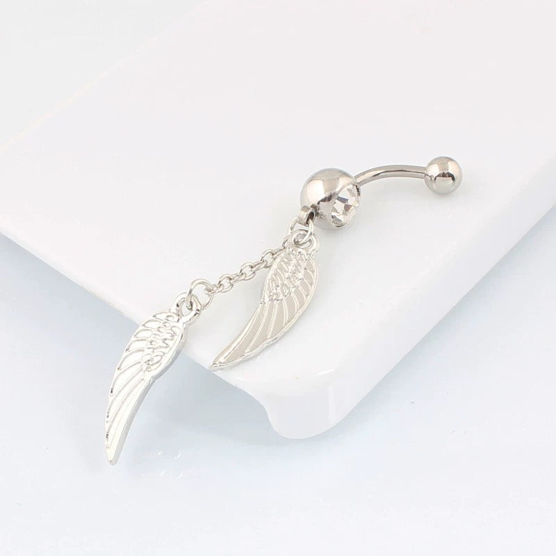 Silver Double Wings Belly Jewelry