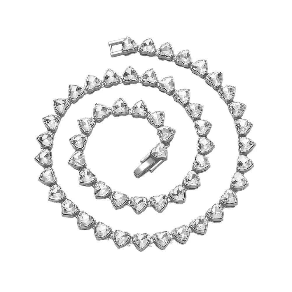 Crystal Heart Tennis Necklace