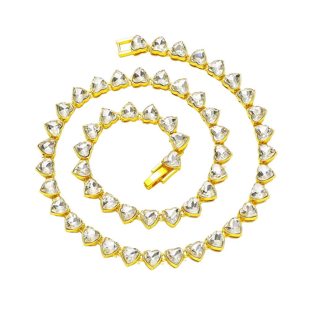 Crystal Heart Tennis Necklace