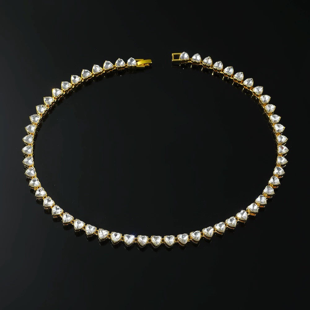 Crystal Heart Tennis Necklace