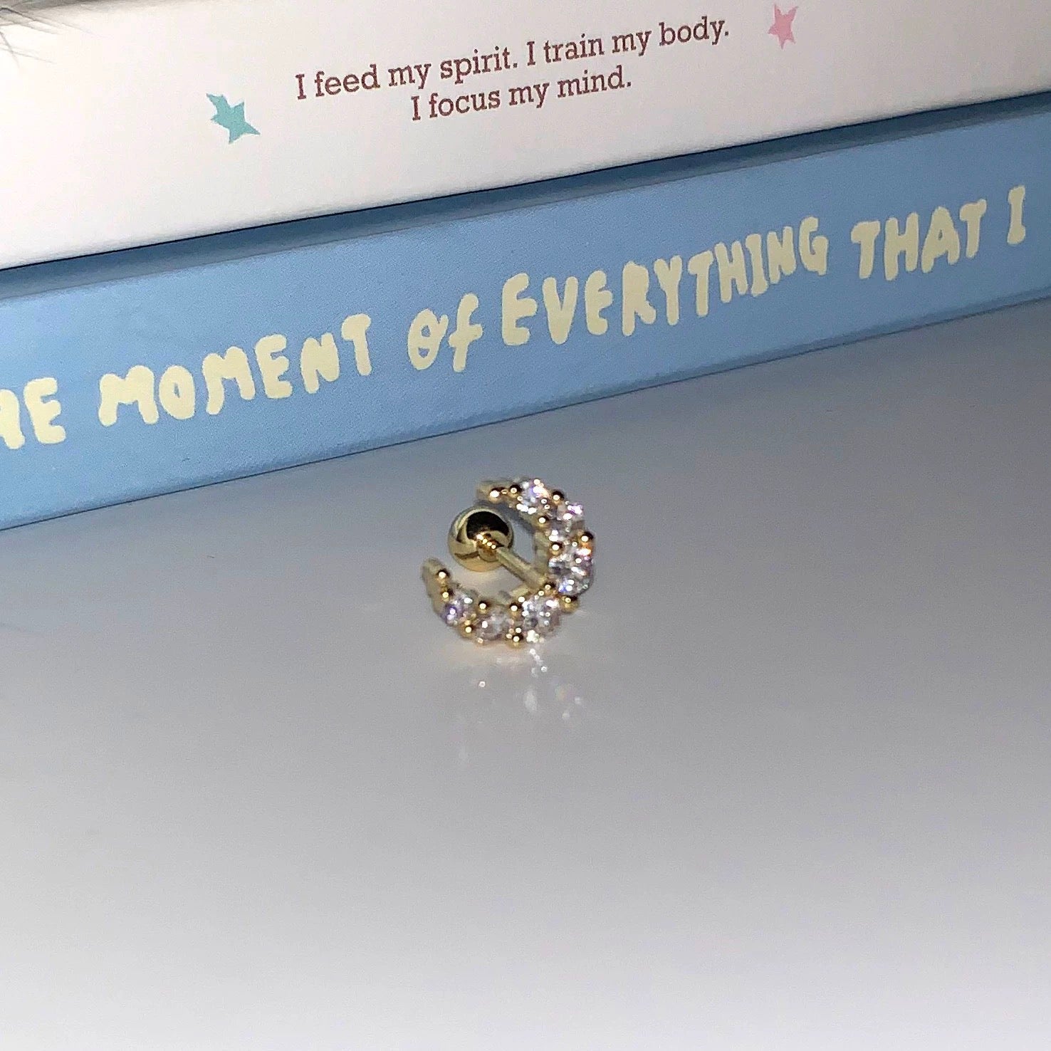 Gold North Star Crystal Earring