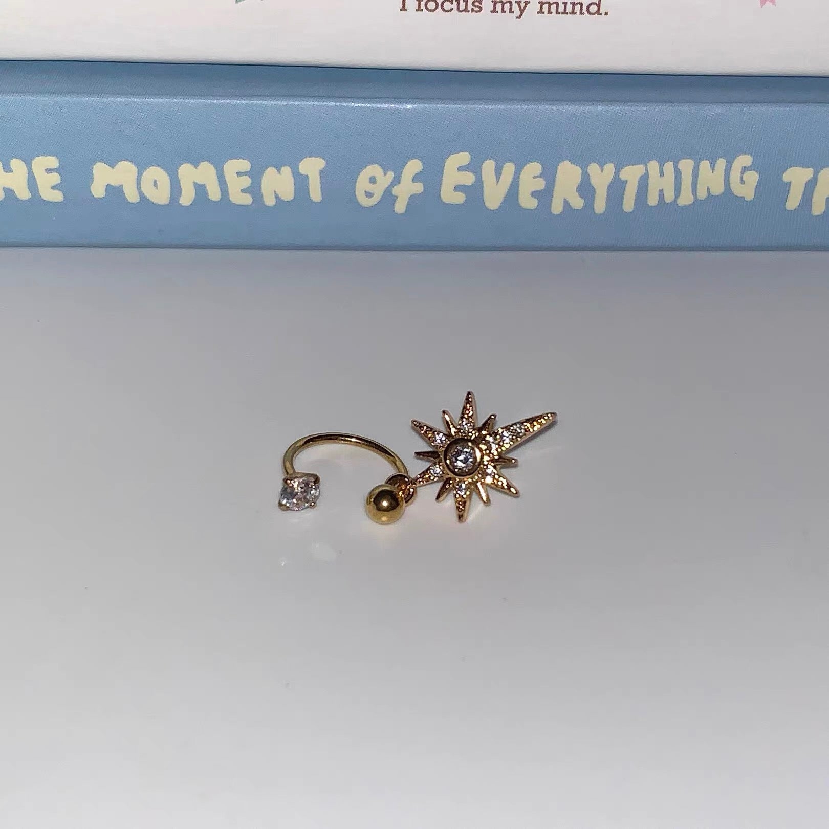 Gold North Star Crystal Earring