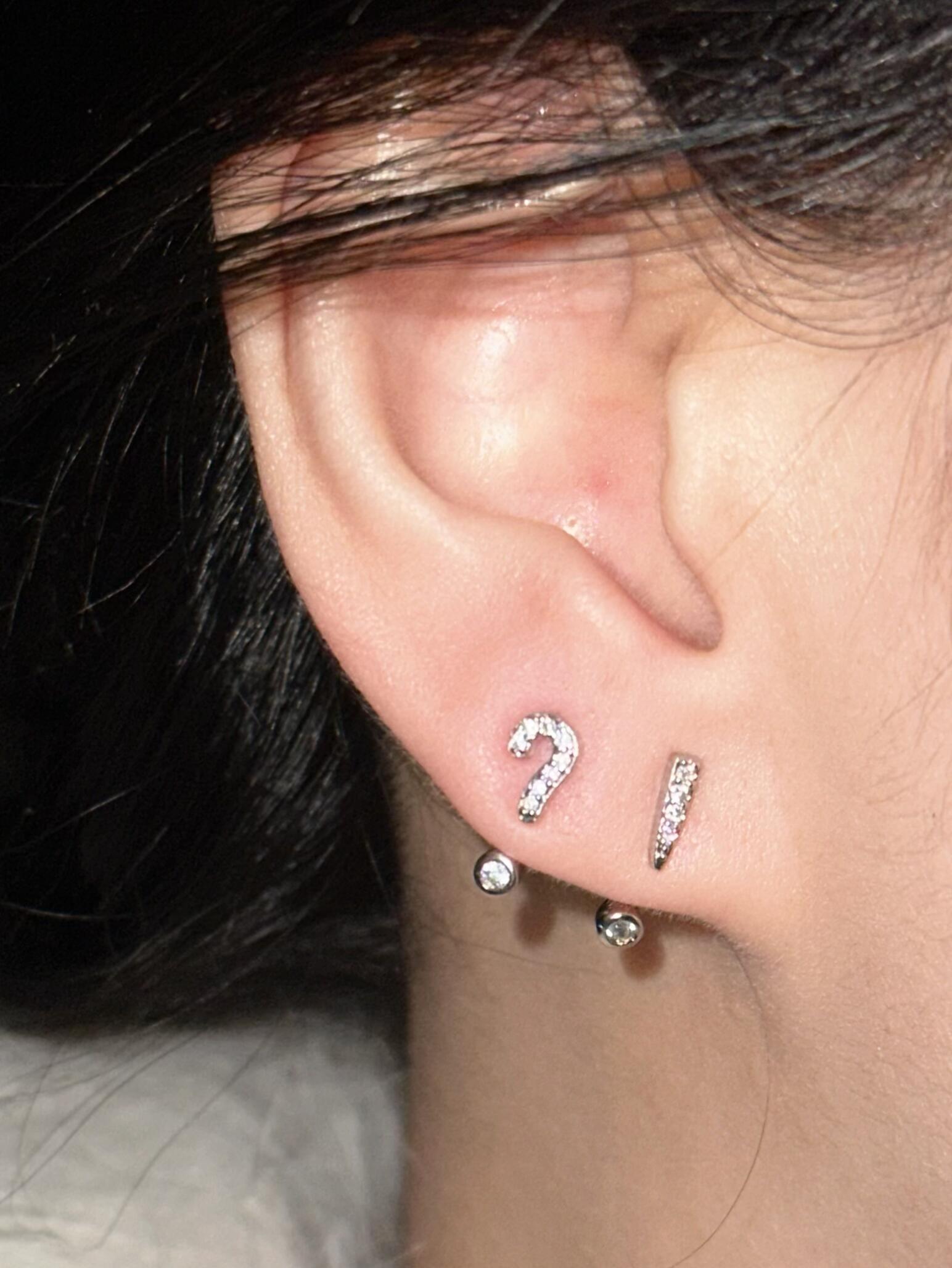 Question & Exclamation Mark Double Lobe Earrings