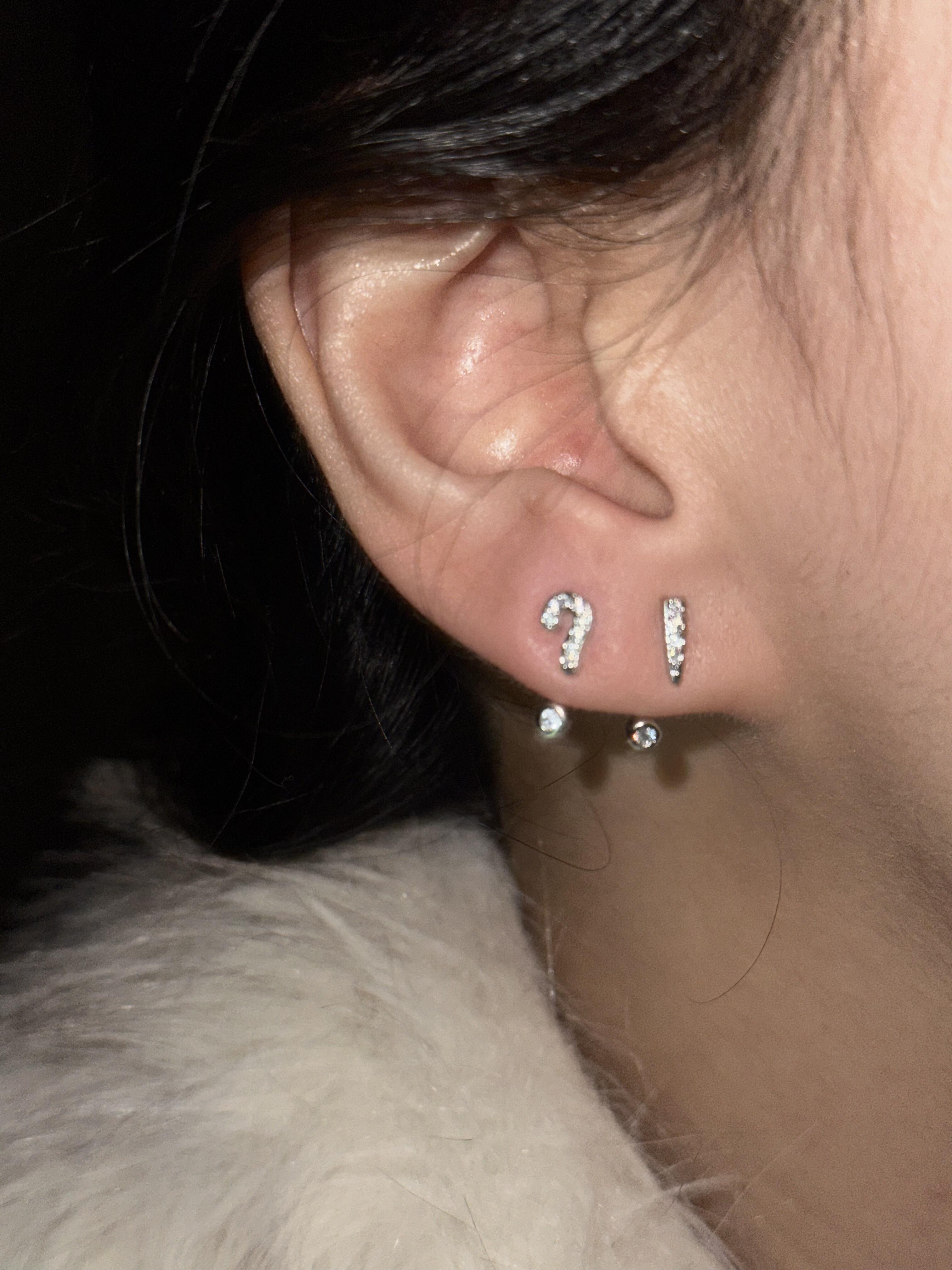 Question & Exclamation Mark Double Lobe Earrings