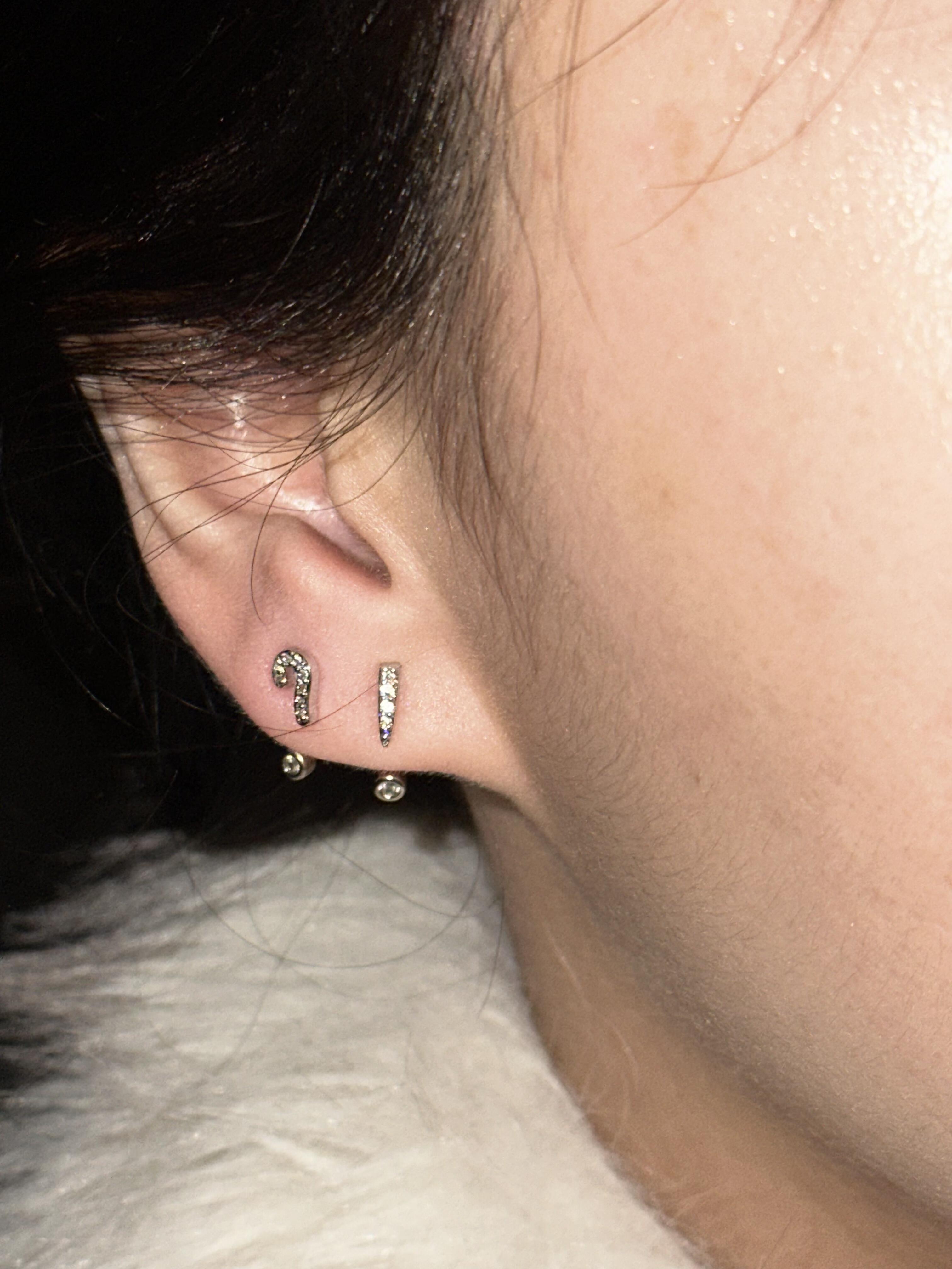 Question & Exclamation Mark Double Lobe Earrings