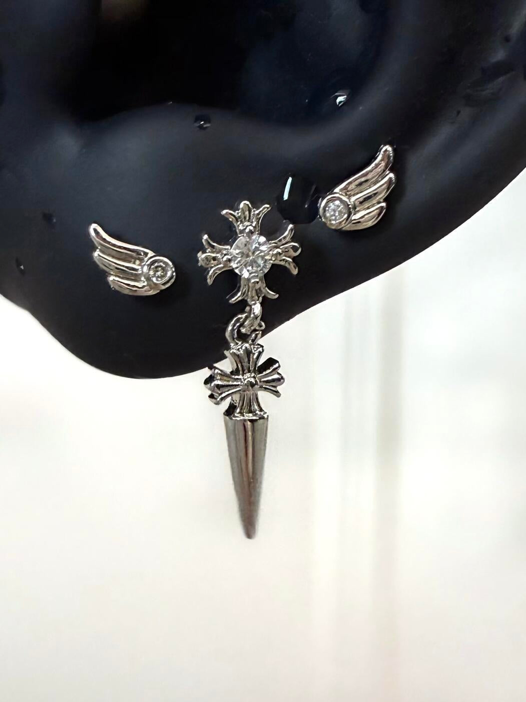 the heaven lite triple lobe earring stack