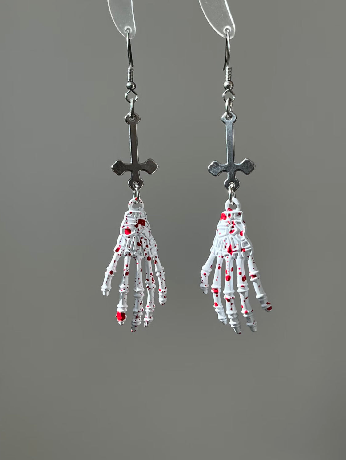 Bloody Skeleton Hand & Inverted Cross Necklace