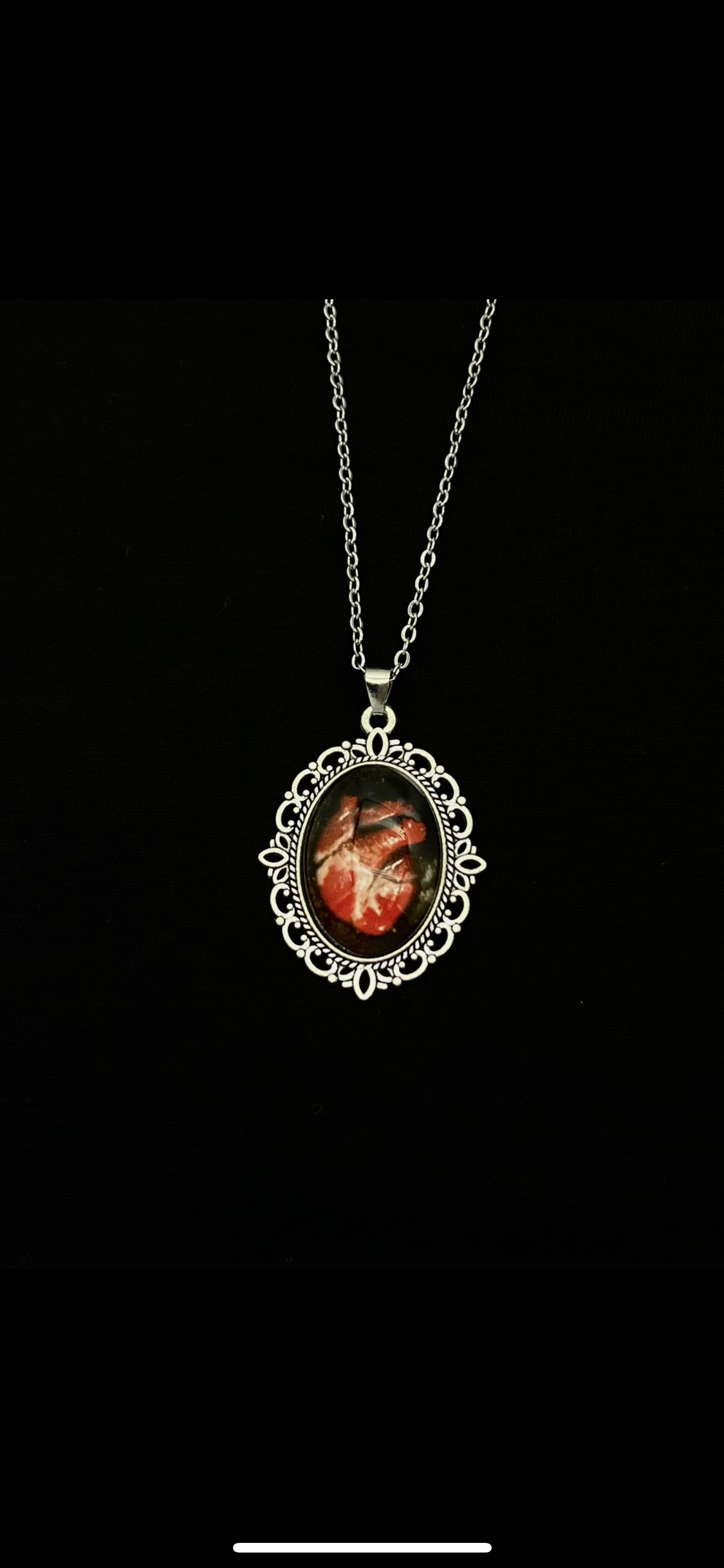 Victorian-Style Anatomical Heart Cameo Necklace.