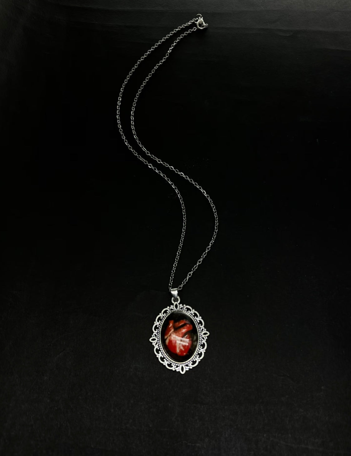 Victorian-Style Anatomical Heart Cameo Necklace.
