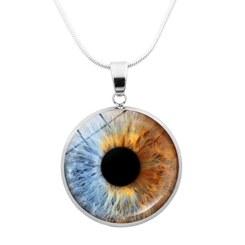 Realistic Glass Iris Pendant Necklace