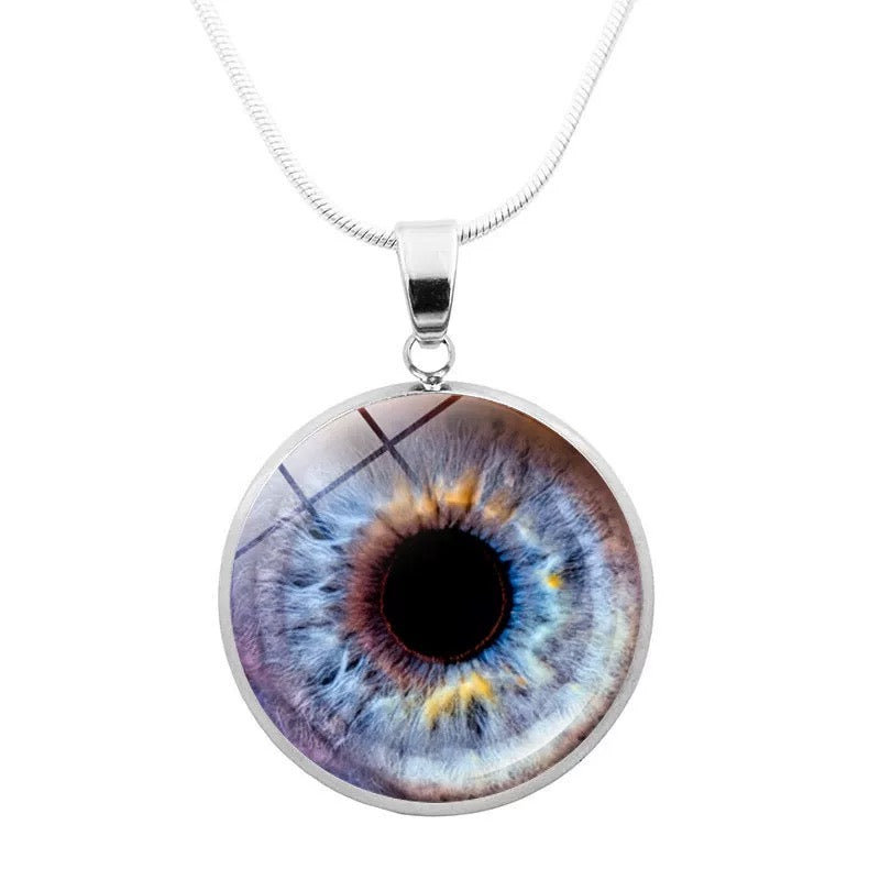 Realistic Glass Iris Pendant Necklace