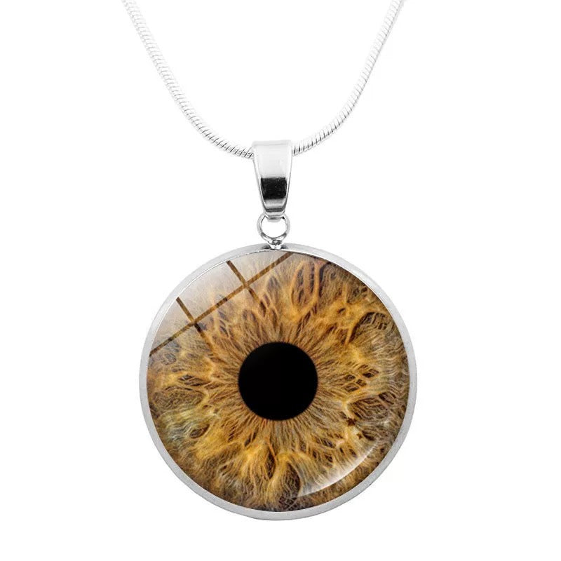 Realistic Glass Iris Pendant Necklace